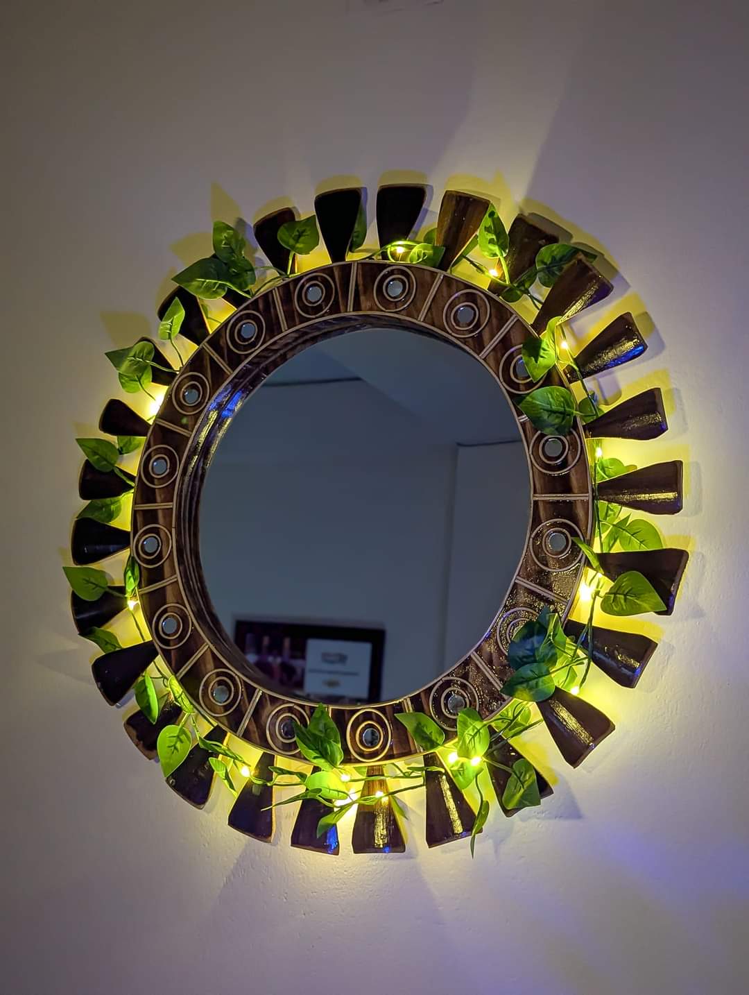 bamboo and wooden mirror(23inch)