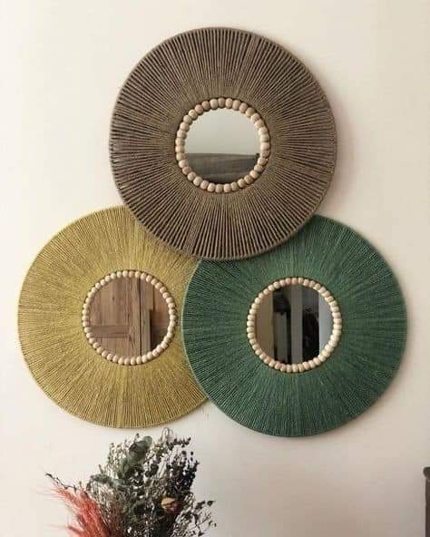 jute mirror set 3 (round 12inch)