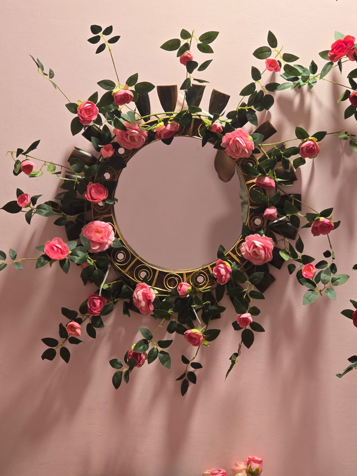 Wooden Mirror with flower 23inch
